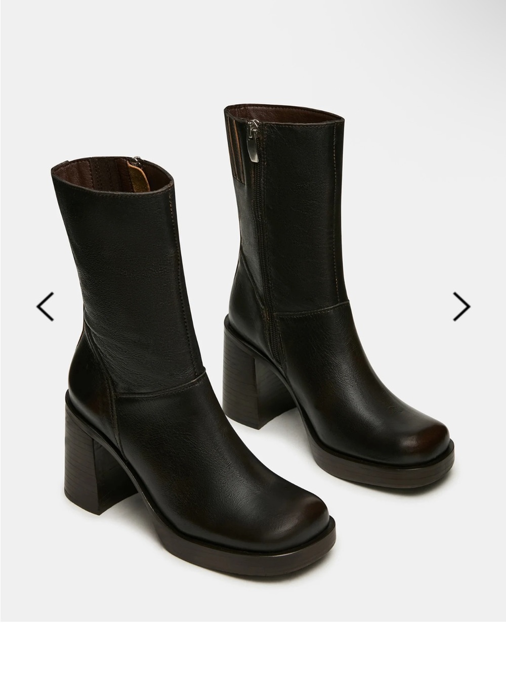 Steve Madden Fusion Brown Distressed Boots - 8W Women's Black Leather Block Heel